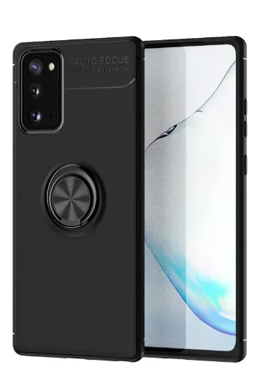 Newface Samsung Galaxy Note 20 Kılıf Range Yüzüklü Silikon - Siyah resmi