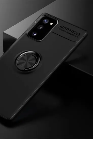 Newface Samsung Galaxy Note 20 Kılıf Range Yüzüklü Silikon - Siyah resmi