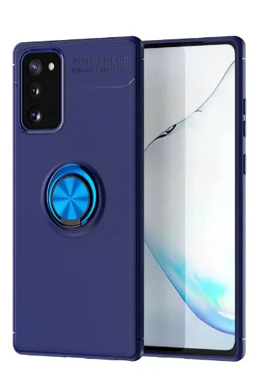 Newface Samsung Galaxy Note 20 Kılıf Range Yüzüklü Silikon - Mavi resmi