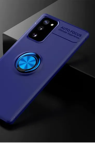 Newface Samsung Galaxy Note 20 Kılıf Range Yüzüklü Silikon - Mavi resmi
