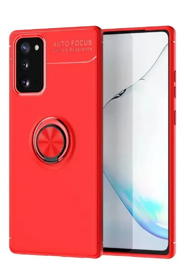 Newface Samsung Galaxy Note 20 Kılıf Range Yüzüklü Silikon - Kırmızı resmi