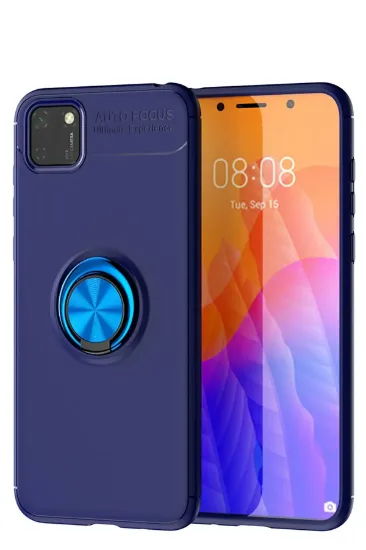 Newface Huawei Y5P Kılıf Range Yüzüklü Silikon - Mavi resmi