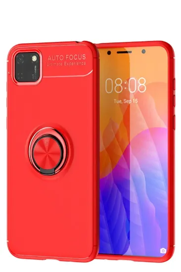 Newface Huawei Y5P Kılıf Range Yüzüklü Silikon - Kırmızı resmi