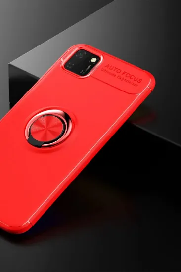 Newface Huawei Y5P Kılıf Range Yüzüklü Silikon - Kırmızı resmi