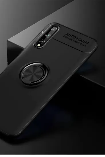 Newface Huawei P Smart S Kılıf Range Yüzüklü Silikon - Siyah resmi