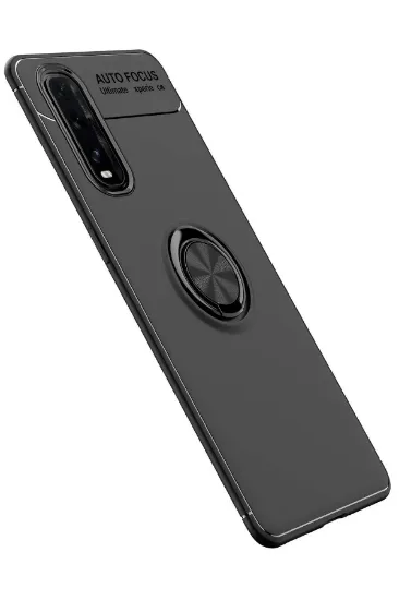 Newface Oppo Find X2 Kılıf Range Yüzüklü Silikon - Siyah resmi
