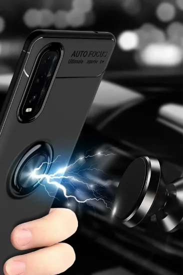 Newface Oppo Find X2 Kılıf Range Yüzüklü Silikon - Siyah resmi