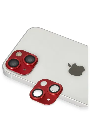 Newface iPhone 13 Pers Alüminyum Kamera Lens - Kırmızı resmi