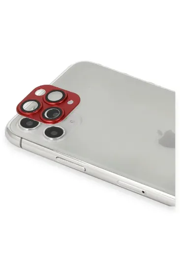 Newface iPhone 11 Pro Max Pers Alüminyum Kamera Lens - Kırmızı resmi