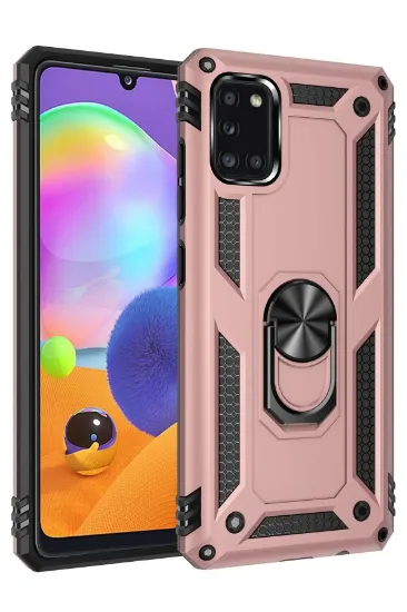 Newface Samsung Galaxy A31 Kılıf Sofya Yüzüklü Silikon Kapak - Rose resmi
