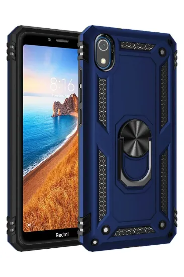 Newface Xiaomi Redmi 7A Kılıf Sofya Yüzüklü Silikon Kapak - Lacivert resmi