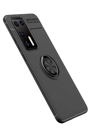 Newface Huawei P40 Kılıf Range Yüzüklü Silikon - Siyah resmi