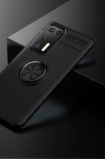 Newface Huawei P40 Kılıf Range Yüzüklü Silikon - Siyah resmi