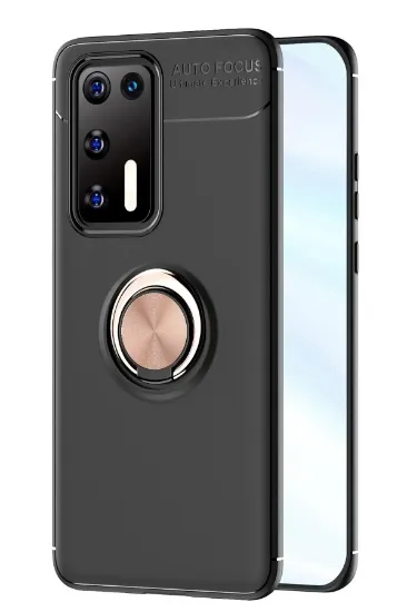 Newface Huawei P40 Kılıf Range Yüzüklü Silikon - Siyah-Gold resmi