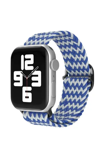 Newface Apple Watch 38mm Star Kordon - Zigzag Beyaz-Mavi resmi