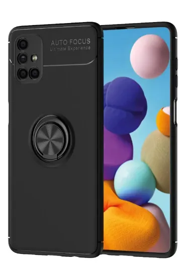 Newface Samsung Galaxy M51 Kılıf Range Yüzüklü Silikon - Siyah resmi