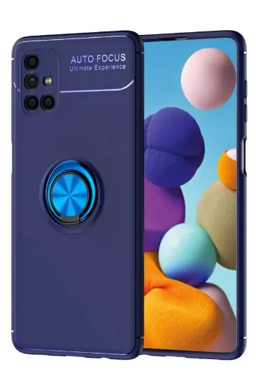 Newface Samsung Galaxy M51 Kılıf Range Yüzüklü Silikon - Mavi resmi