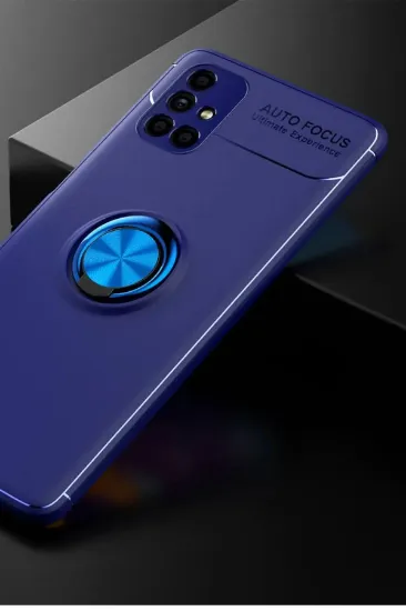 Newface Samsung Galaxy M51 Kılıf Range Yüzüklü Silikon - Mavi resmi