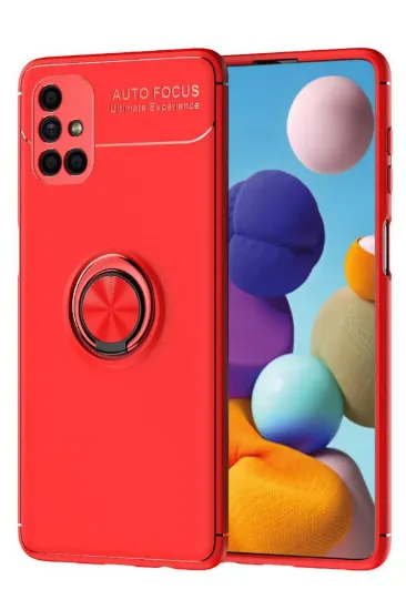 Newface Samsung Galaxy M51 Kılıf Range Yüzüklü Silikon - Kırmızı resmi