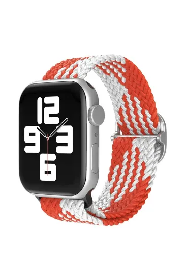 Newface Apple Watch 42mm Star Kordon - Beyaz-Kırmızı resmi