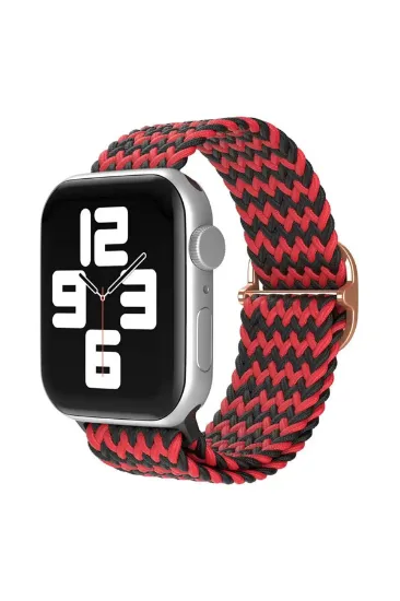 Newface Apple Watch 42mm Star Kordon - Zigzag Kırmızı-Siyah resmi