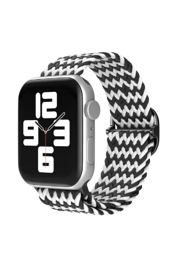 Newface Apple Watch 42mm Star Kordon - Zigzag Siyah-Beyaz resmi
