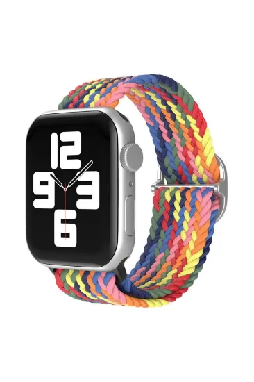 Newface Apple Watch 42mm Star Kordon - Siyah-Kırmızı-Sarı resmi