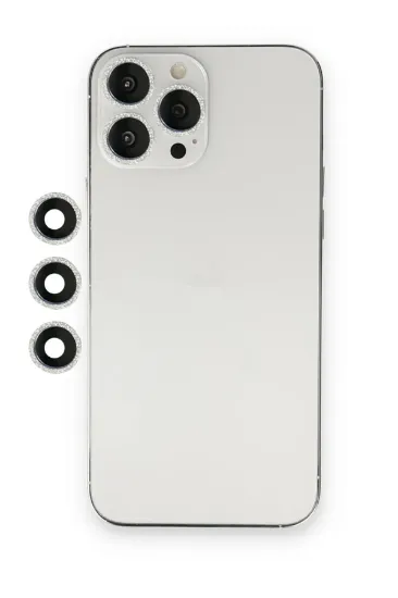 Newface iPhone 12 Pro Max Shine Kamera Lens - Gümüş resmi