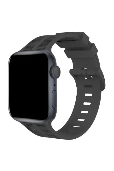 Newface Apple Watch 38mm KR408 Çizgili Silikon Kordon - Koyu Gri resmi