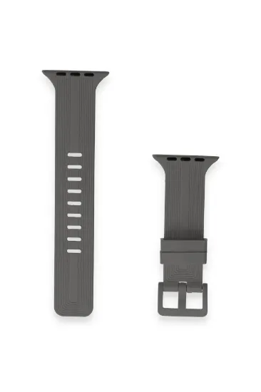 Newface Apple Watch 38mm KR408 Çizgili Silikon Kordon - Koyu Gri resmi