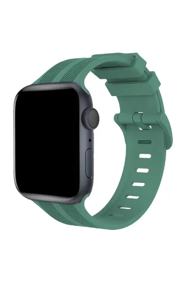 Newface Apple Watch 38mm KR408 Çizgili Silikon Kordon - Yeşil resmi