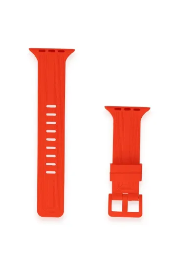 Newface Apple Watch 42mm KR408 Çizgili Silikon Kordon - Kırmızı resmi