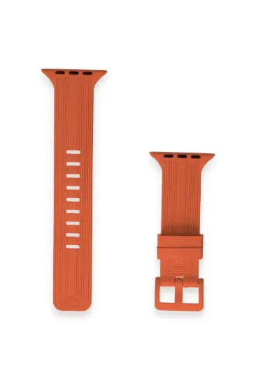 Newface Apple Watch 42mm KR408 Çizgili Silikon Kordon - Turuncu resmi