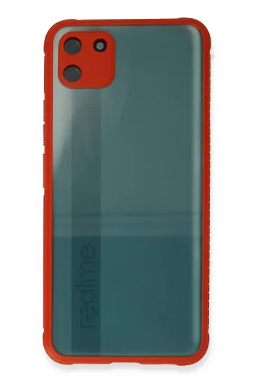 Newface Realme C11 Kılıf Miami Şeffaf Silikon - Kırmızı resmi