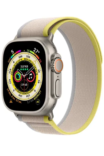 Newface Apple Watch 42mm Trail Kordon - Sarı-Bej resmi