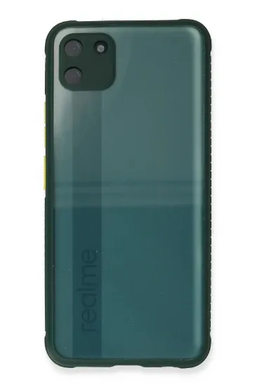Newface Realme C11 Kılıf Miami Şeffaf Silikon - Koyu Yeşil resmi