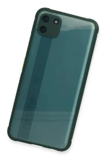 Newface Realme C11 Kılıf Miami Şeffaf Silikon - Koyu Yeşil resmi