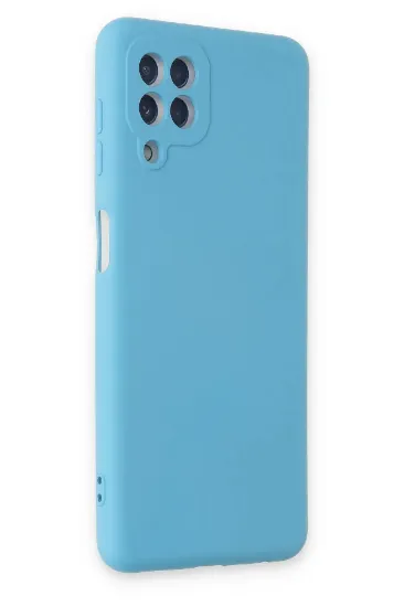 Newface Samsung Galaxy A22 Kılıf Nano içi Kadife Silikon - Mavi resmi