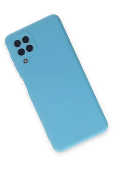 Newface Samsung Galaxy A22 Kılıf Nano içi Kadife Silikon - Mavi resmi