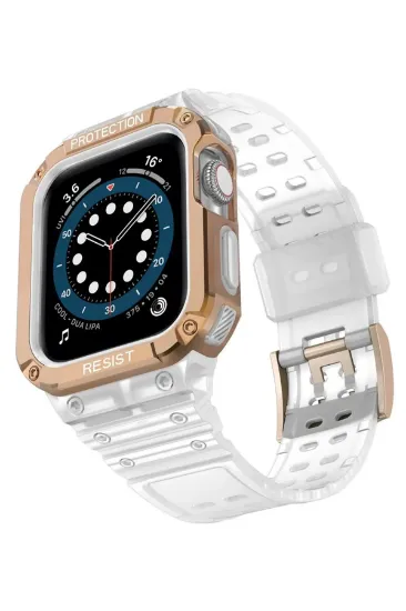 Newface Apple Watch 42mm KR401 Silikon Kordon - Şeffaf-Rose resmi