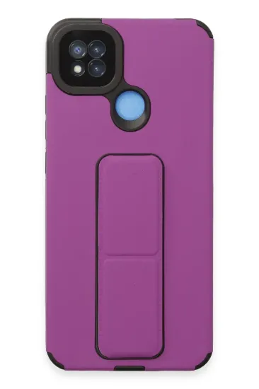 Newface Xiaomi Redmi 9C Kılıf Mega Standlı Silikon - Mor resmi