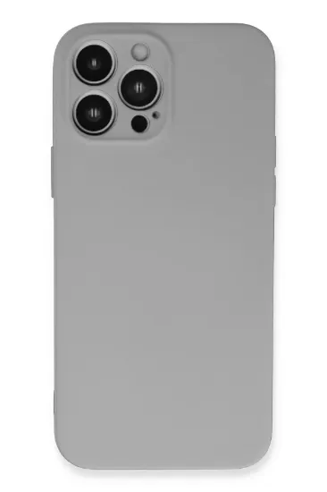 Newface iPhone 13 Pro Kılıf Nano içi Kadife Silikon - Açık Gri resmi
