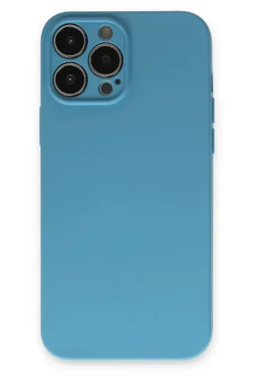 Newface iPhone 13 Pro Kılıf Nano içi Kadife Silikon - Mavi resmi