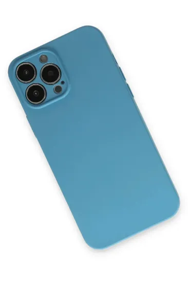 Newface iPhone 13 Pro Kılıf Nano içi Kadife Silikon - Mavi resmi