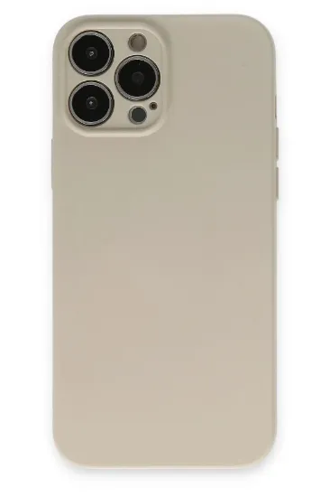 Newface iPhone 13 Pro Kılıf Nano içi Kadife Silikon - Bej resmi