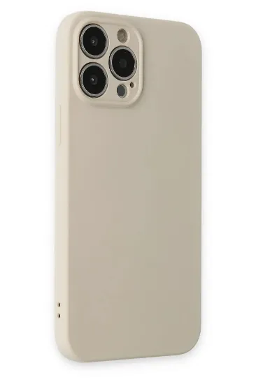 Newface iPhone 13 Pro Kılıf Nano içi Kadife Silikon - Bej resmi