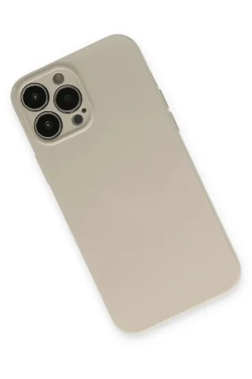 Newface iPhone 13 Pro Kılıf Nano içi Kadife Silikon - Bej resmi