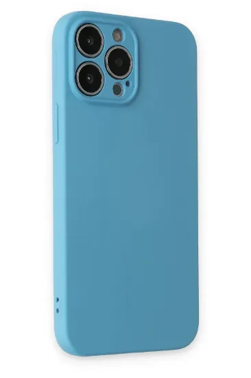 Newface iPhone 13 Pro Max Kılıf Nano içi Kadife Silikon - Mavi resmi