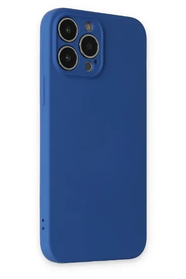 Newface iPhone 13 Pro Max Kılıf Nano içi Kadife Silikon - Lacivert resmi