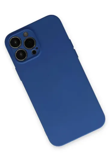 Newface iPhone 13 Pro Max Kılıf Nano içi Kadife Silikon - Lacivert resmi